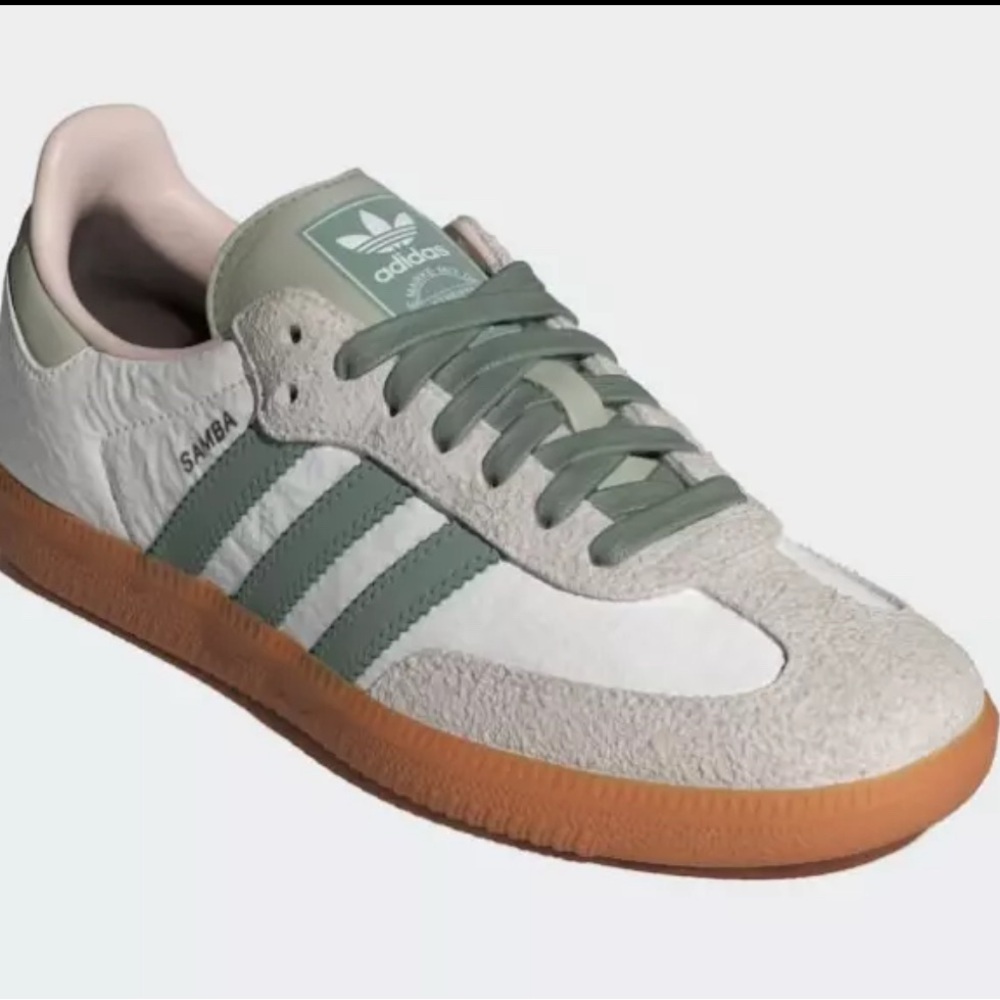 adidas Samba White and Green Athletic Shoes